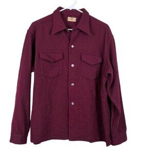 VTG 50s Brent Cranberry Button Down Shirt Large 17 Collar Heritage